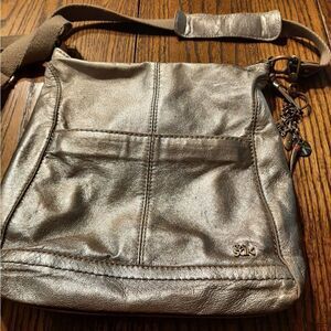 Good Used Condition The Sak Metallic Leather Crossbody Purse Bag